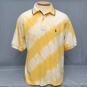 Vintage Nautica Polo Shirt Size Large Short Sleeve Tie Dye Yellow & White